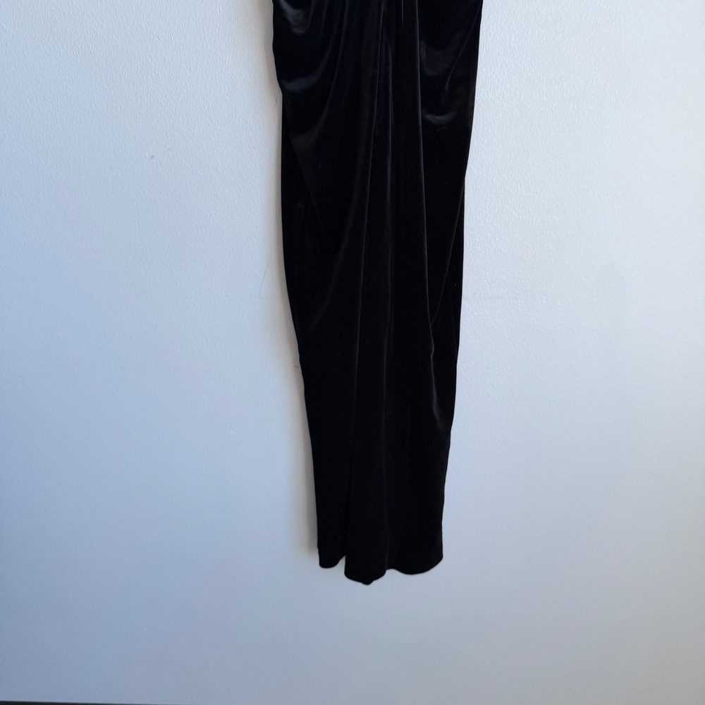 Zara‎ Cut Out Black Velvet Midi Dress Size Small - Picture 6 of 11